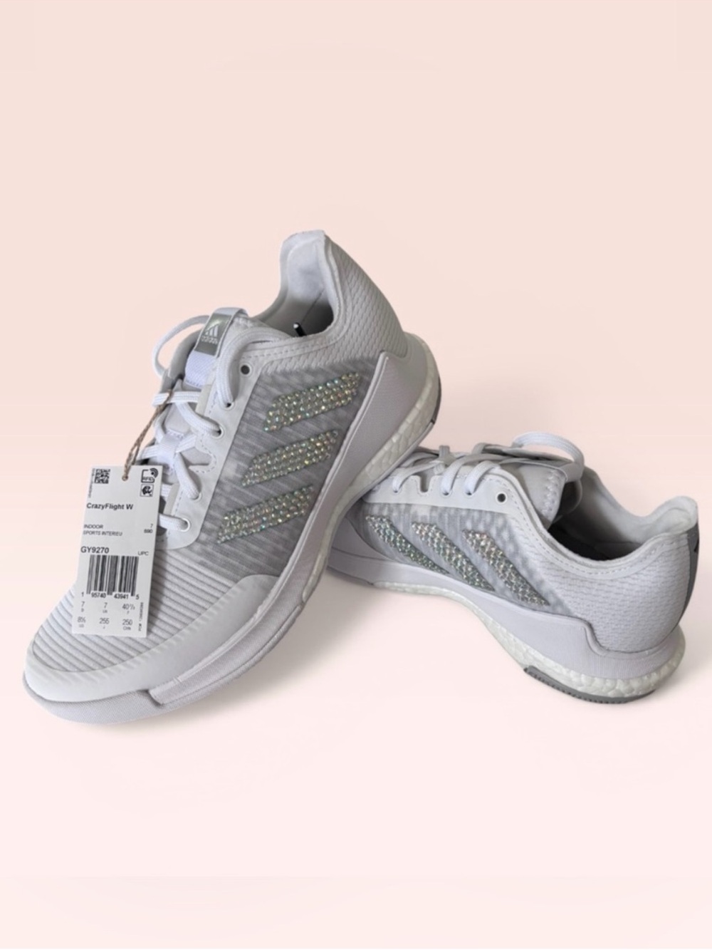 Adidas Crazy Flight Women’s Shoes Embellished with 4mm AB Crystal Rhinestones 💎